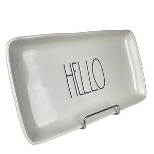 Rae Dunn Artisan Collection "Hello" Ceramic Rectangular Tray 10" X 5" White
